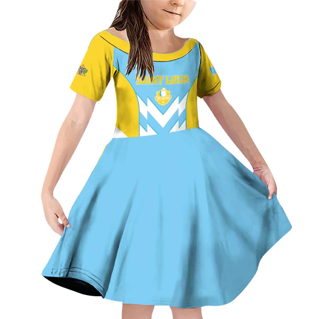 Custom Rugby Saint Lucia Family Matching Off Shoulder Short Dress and Hawaiian Shirt The Lucian Go Champion - Wonder Print Shop