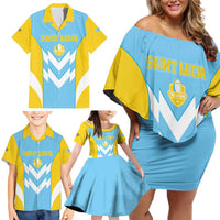 Custom Rugby Saint Lucia Family Matching Off Shoulder Short Dress and Hawaiian Shirt The Lucian Go Champion - Wonder Print Shop