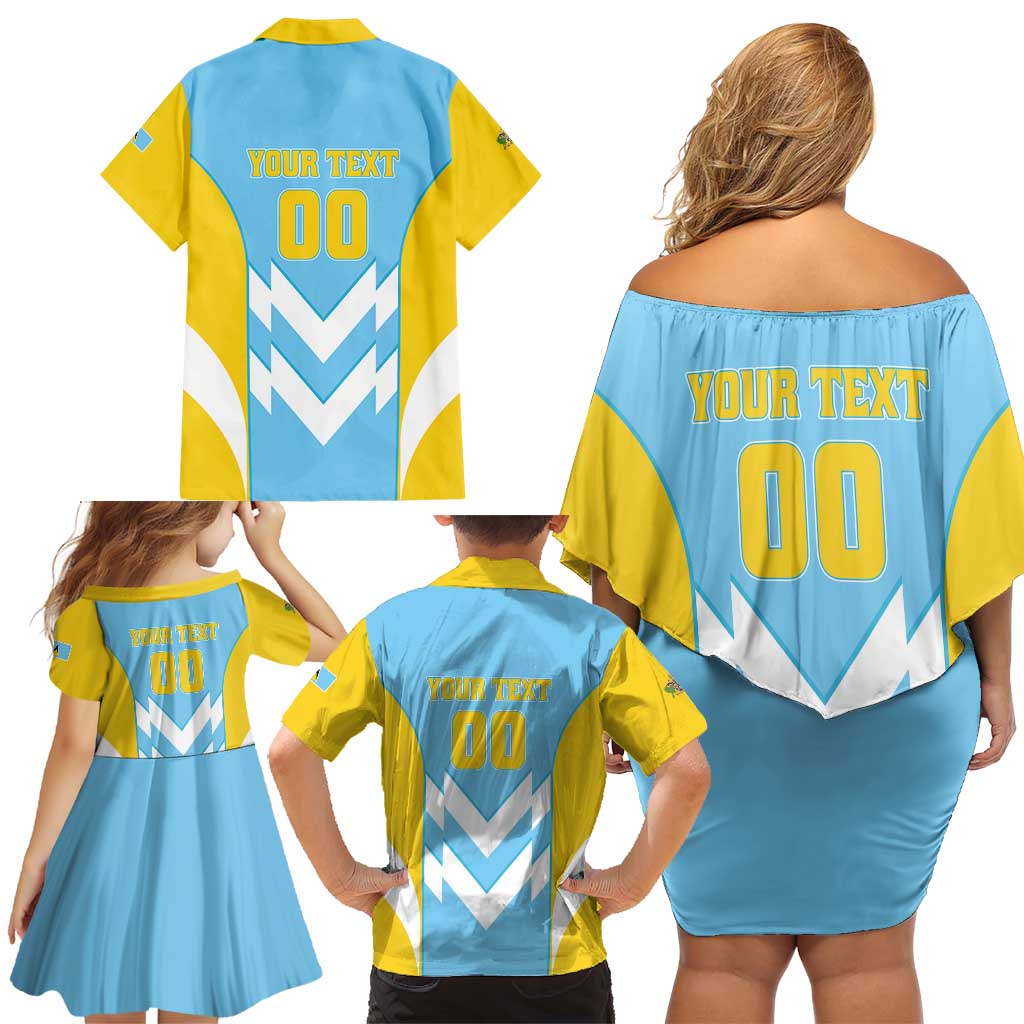 Custom Rugby Saint Lucia Family Matching Off Shoulder Short Dress and Hawaiian Shirt The Lucian Go Champion - Wonder Print Shop