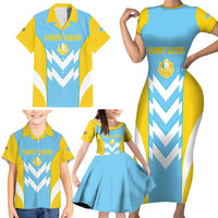 Custom Rugby Saint Lucia Family Matching Short Sleeve Bodycon Dress and Hawaiian Shirt The Lucian Go Champion - Wonder Print Shop