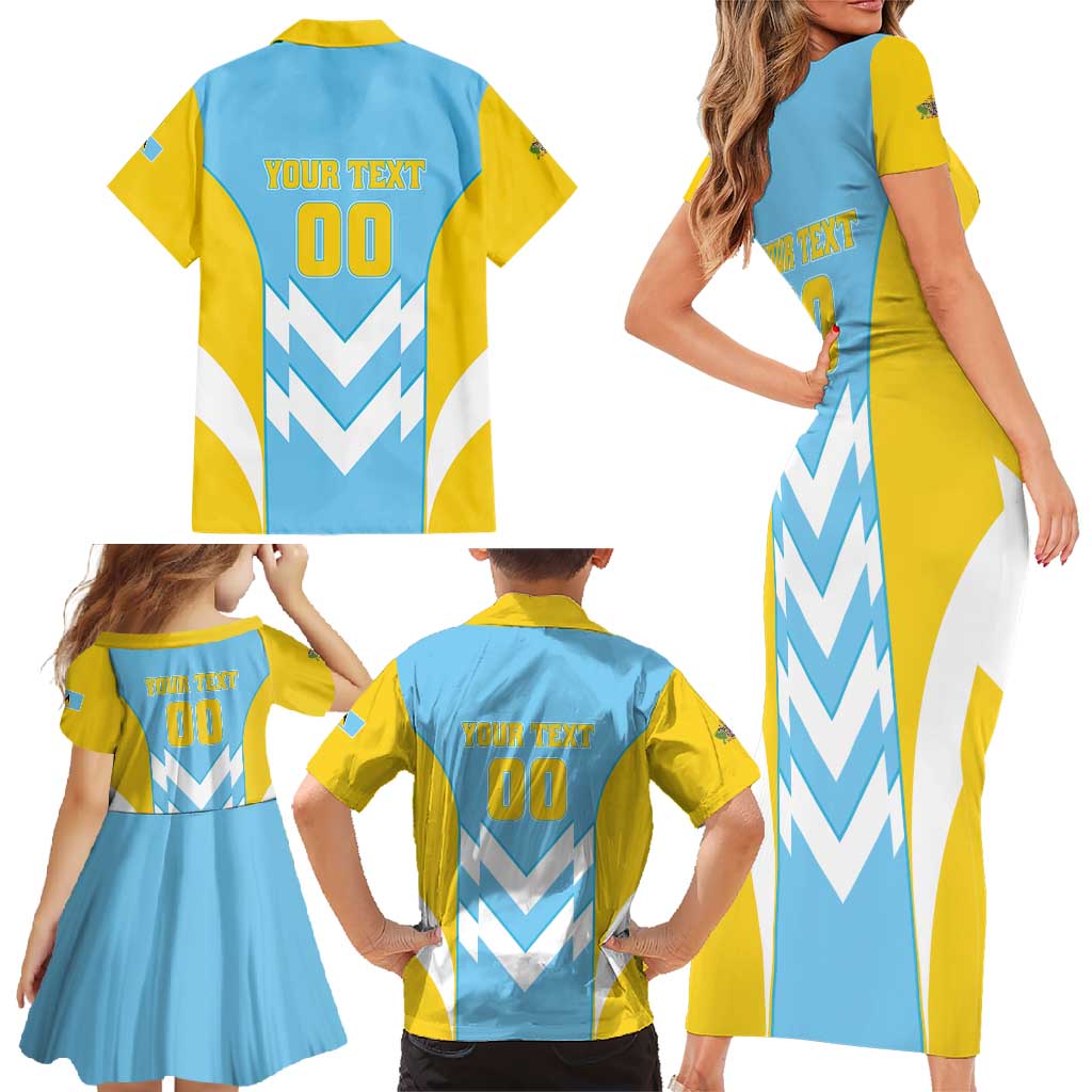 Custom Rugby Saint Lucia Family Matching Short Sleeve Bodycon Dress and Hawaiian Shirt The Lucian Go Champion - Wonder Print Shop