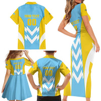Custom Rugby Saint Lucia Family Matching Short Sleeve Bodycon Dress and Hawaiian Shirt The Lucian Go Champion - Wonder Print Shop