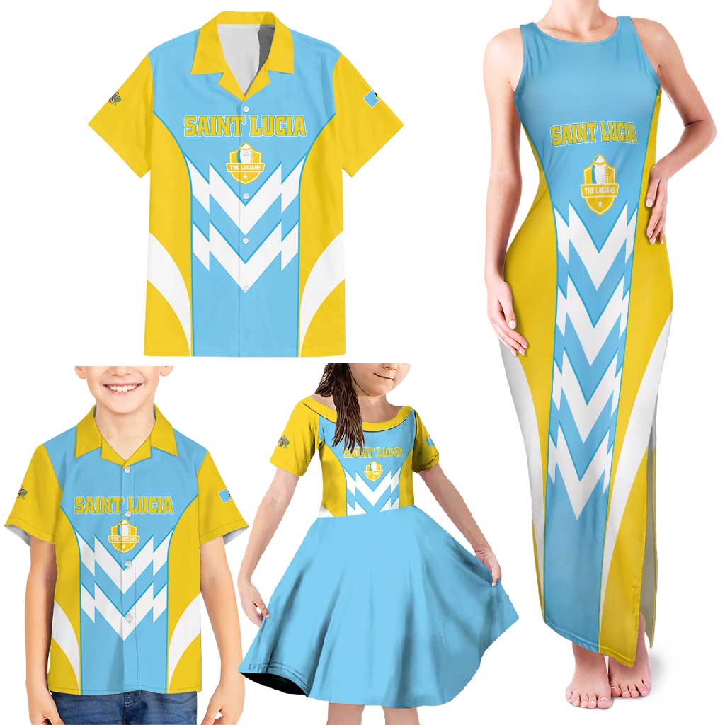 Custom Rugby Saint Lucia Family Matching Tank Maxi Dress and Hawaiian Shirt The Lucian Go Champion - Wonder Print Shop