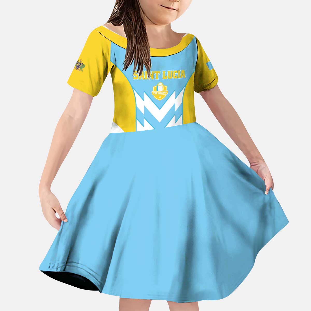 Custom Rugby Saint Lucia Kid Short Sleeve Dress The Lucian Go Champion - Wonder Print Shop