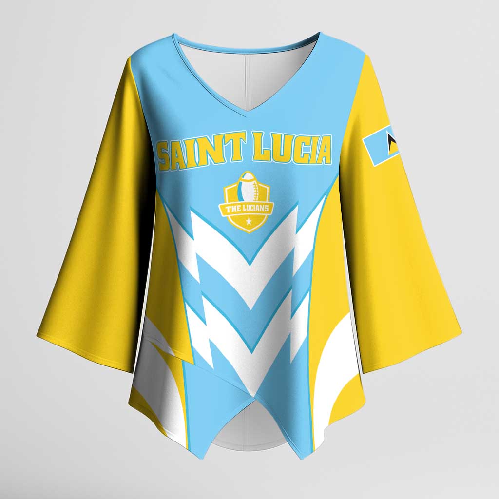 Custom Rugby Saint Lucia Kimono Sleeve Blouse The Lucian Go Champion - Wonder Print Shop