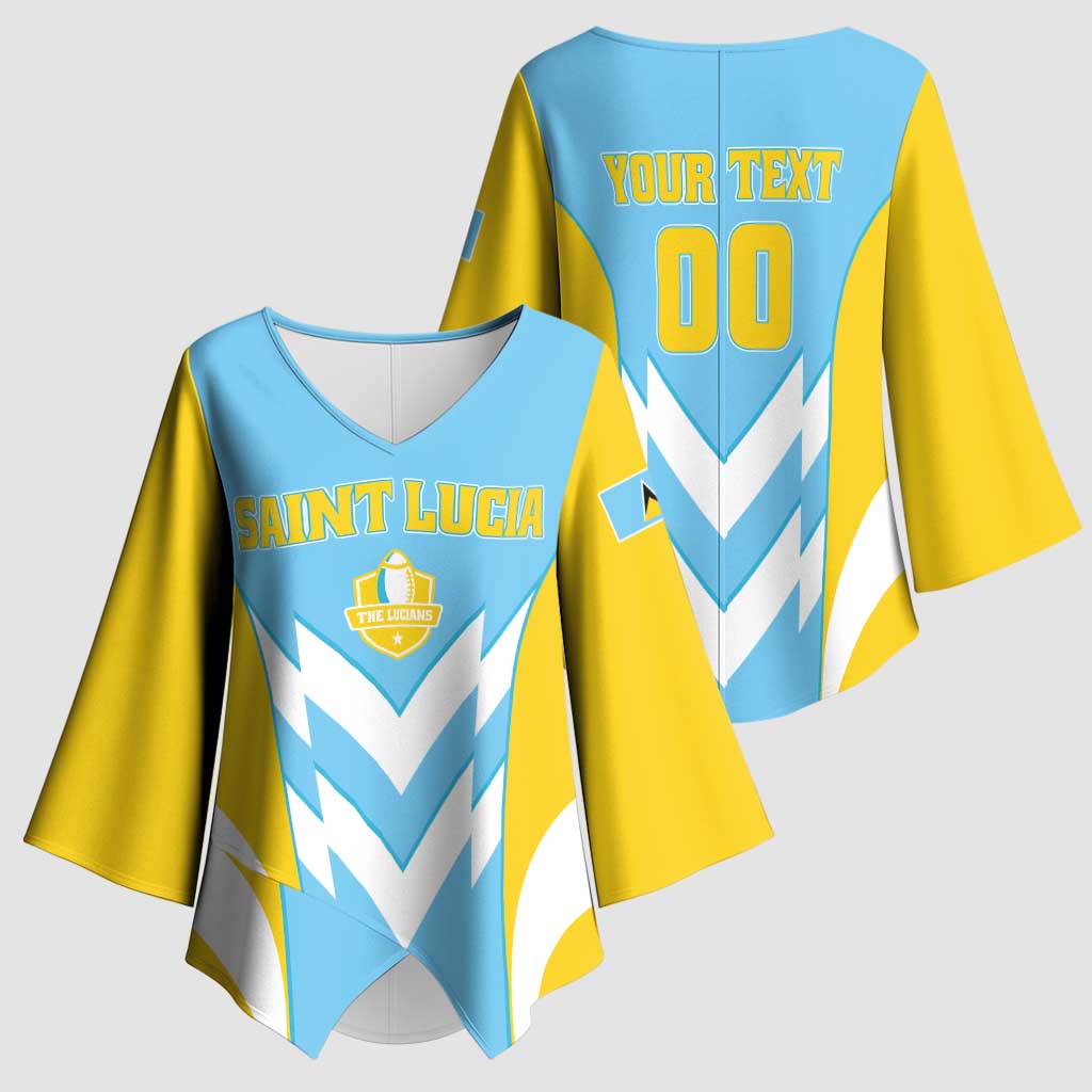 Custom Rugby Saint Lucia Kimono Sleeve Blouse The Lucian Go Champion - Wonder Print Shop