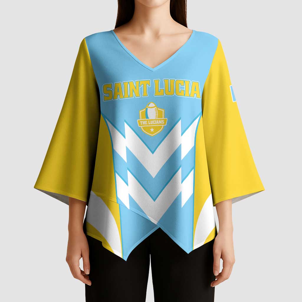Custom Rugby Saint Lucia Kimono Sleeve Blouse The Lucian Go Champion - Wonder Print Shop