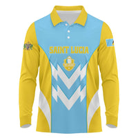 Custom Rugby Saint Lucia Long Sleeve Polo Shirt The Lucian Go Champion - Wonder Print Shop