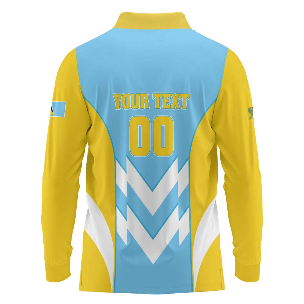 Custom Rugby Saint Lucia Long Sleeve Polo Shirt The Lucian Go Champion - Wonder Print Shop