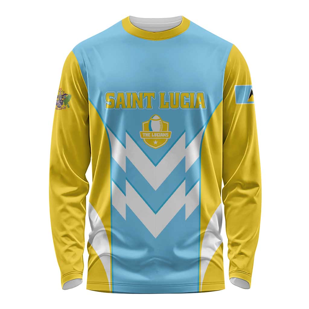 Custom Rugby Saint Lucia Long Sleeve Shirt The Lucian Go Champion - Wonder Print Shop