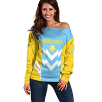 Custom Rugby Saint Lucia Off Shoulder Sweater The Lucian Go Champion - Wonder Print Shop