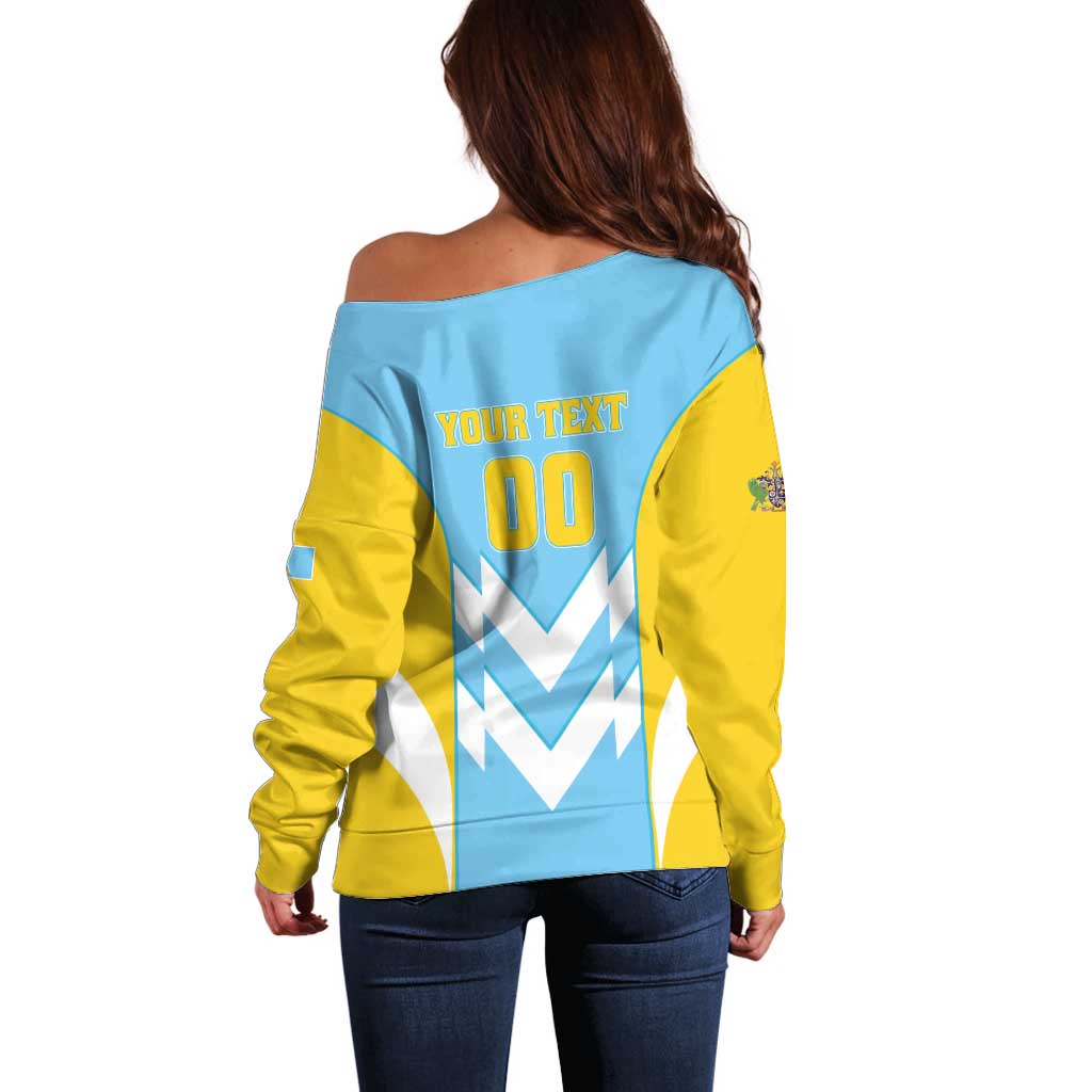 Custom Rugby Saint Lucia Off Shoulder Sweater The Lucian Go Champion - Wonder Print Shop