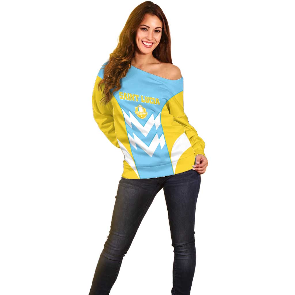 Custom Rugby Saint Lucia Off Shoulder Sweater The Lucian Go Champion - Wonder Print Shop