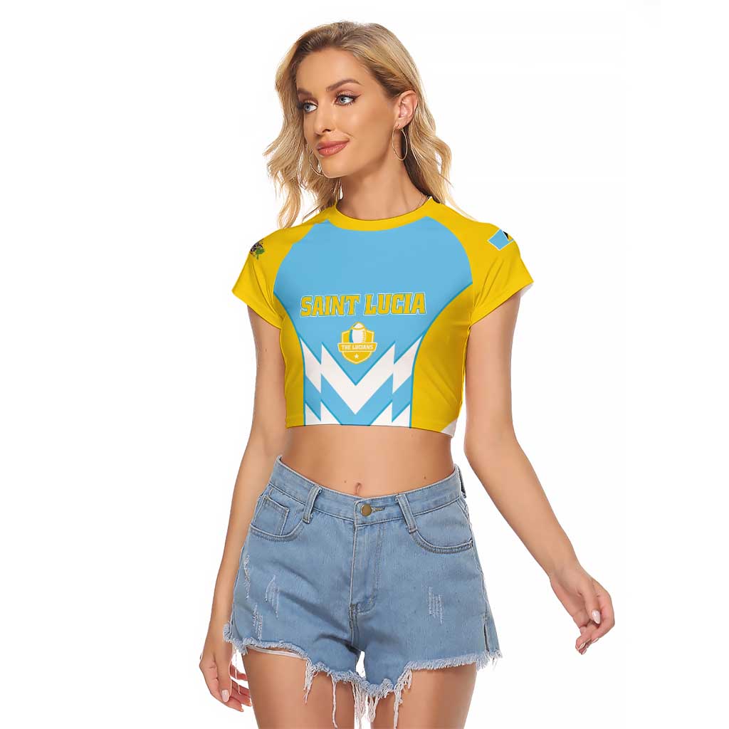 Custom Rugby Saint Lucia Raglan Cropped T Shirt The Lucian Go Champion - Wonder Print Shop