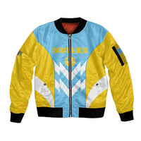 Custom Rugby Saint Lucia Sleeve Zip Bomber Jacket The Lucian Go Champion - Wonder Print Shop