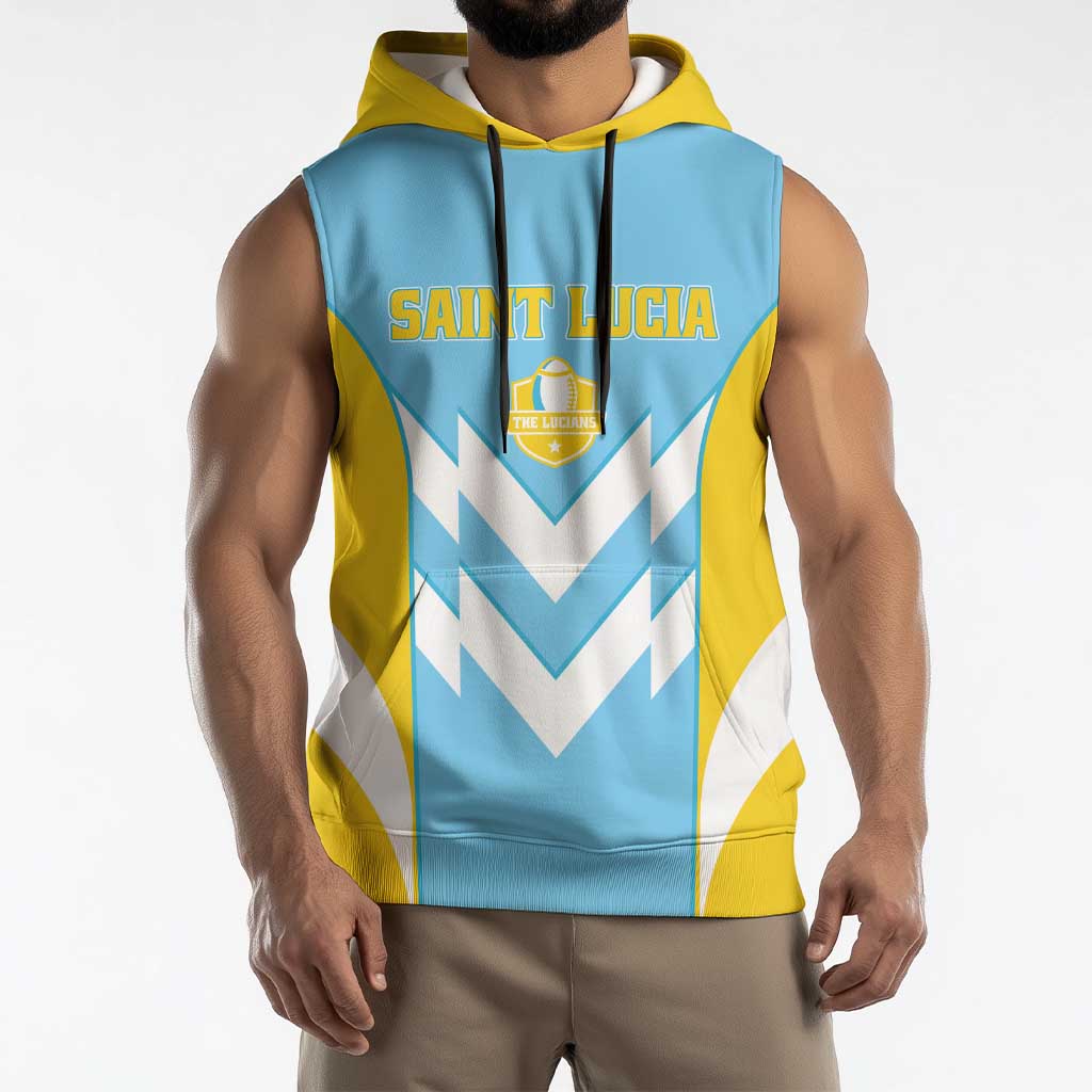 Custom Rugby Saint Lucia Sleeveless Hoodie The Lucian Go Champion - Wonder Print Shop