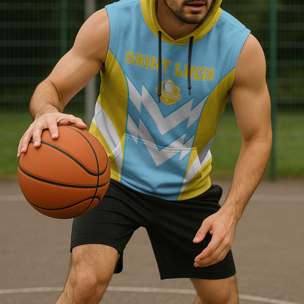 Custom Rugby Saint Lucia Sleeveless Hoodie The Lucian Go Champion - Wonder Print Shop