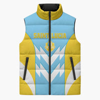 Custom Rugby Saint Lucia Sleeveless Puffer Jacket The Lucian Go Champion - Wonder Print Shop