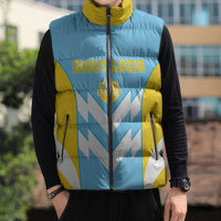 Custom Rugby Saint Lucia Sleeveless Puffer Jacket The Lucian Go Champion - Wonder Print Shop