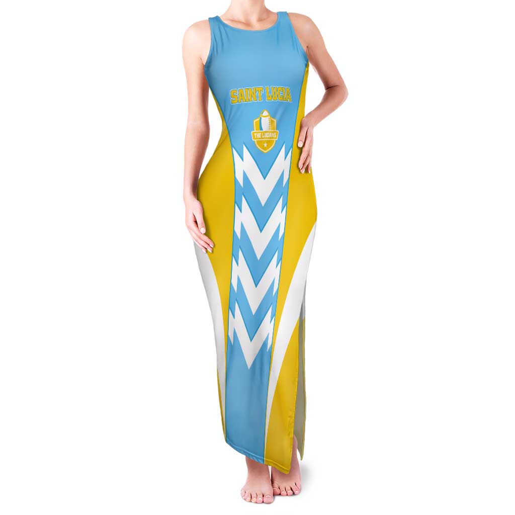 Custom Rugby Saint Lucia Tank Maxi Dress The Lucian Go Champion - Wonder Print Shop