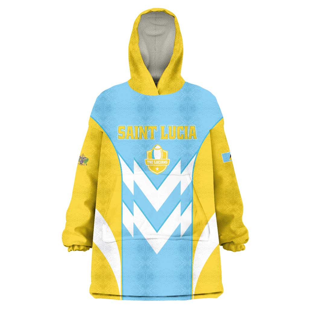 Custom Rugby Saint Lucia Wearable Blanket Hoodie The Lucian Go Champion - Wonder Print Shop