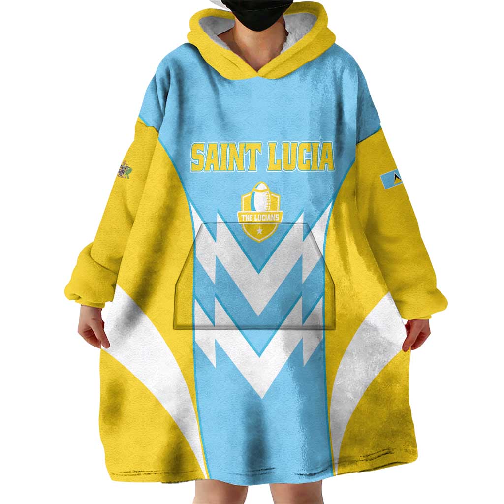 Custom Rugby Saint Lucia Wearable Blanket Hoodie The Lucian Go Champion - Wonder Print Shop