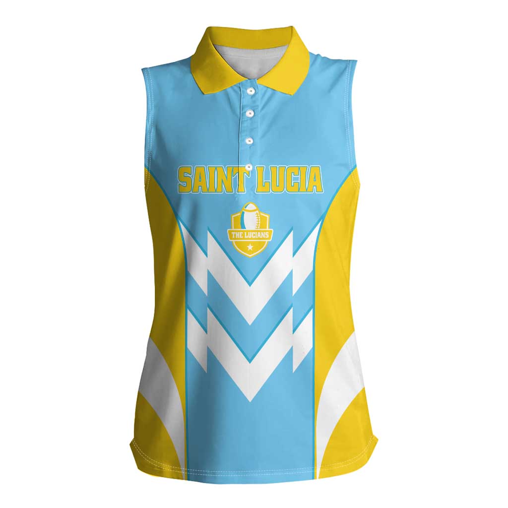 Custom Rugby Saint Lucia Women Sleeveless Polo Shirt The Lucian Go Champion - Wonder Print Shop