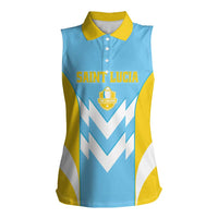 Custom Rugby Saint Lucia Women Sleeveless Polo Shirt The Lucian Go Champion - Wonder Print Shop