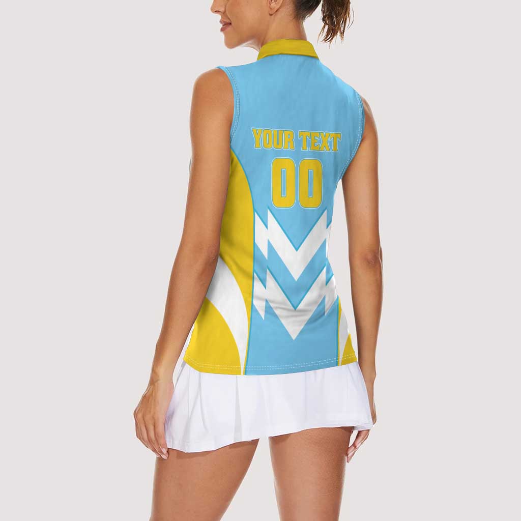 Custom Rugby Saint Lucia Women Sleeveless Polo Shirt The Lucian Go Champion - Wonder Print Shop