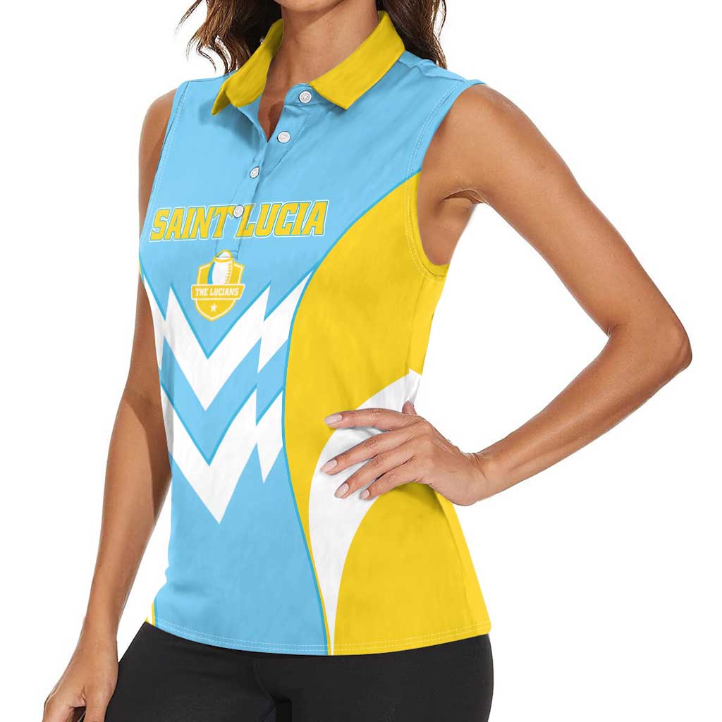 Custom Rugby Saint Lucia Women Sleeveless Polo Shirt The Lucian Go Champion - Wonder Print Shop