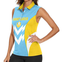 Custom Rugby Saint Lucia Women Sleeveless Polo Shirt The Lucian Go Champion - Wonder Print Shop