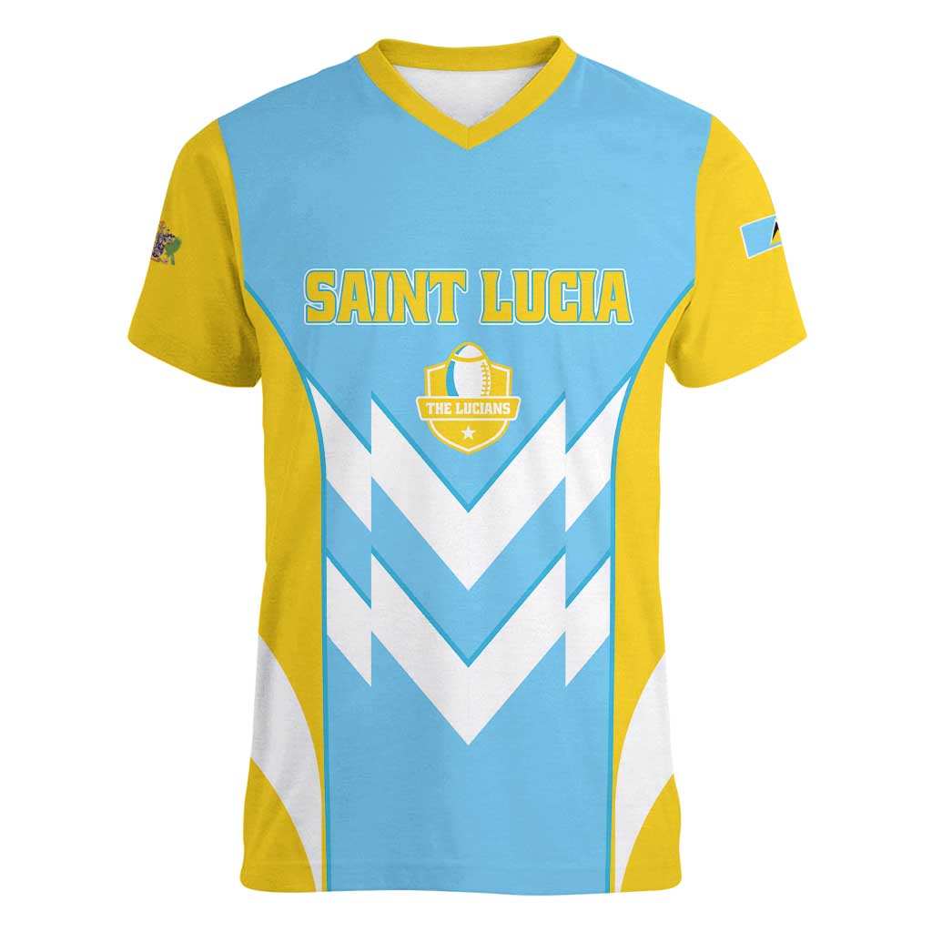 Custom Rugby Saint Lucia Women V-Neck T-Shirt The Lucian Go Champion - Wonder Print Shop