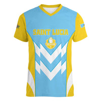 Custom Rugby Saint Lucia Women V-Neck T-Shirt The Lucian Go Champion - Wonder Print Shop