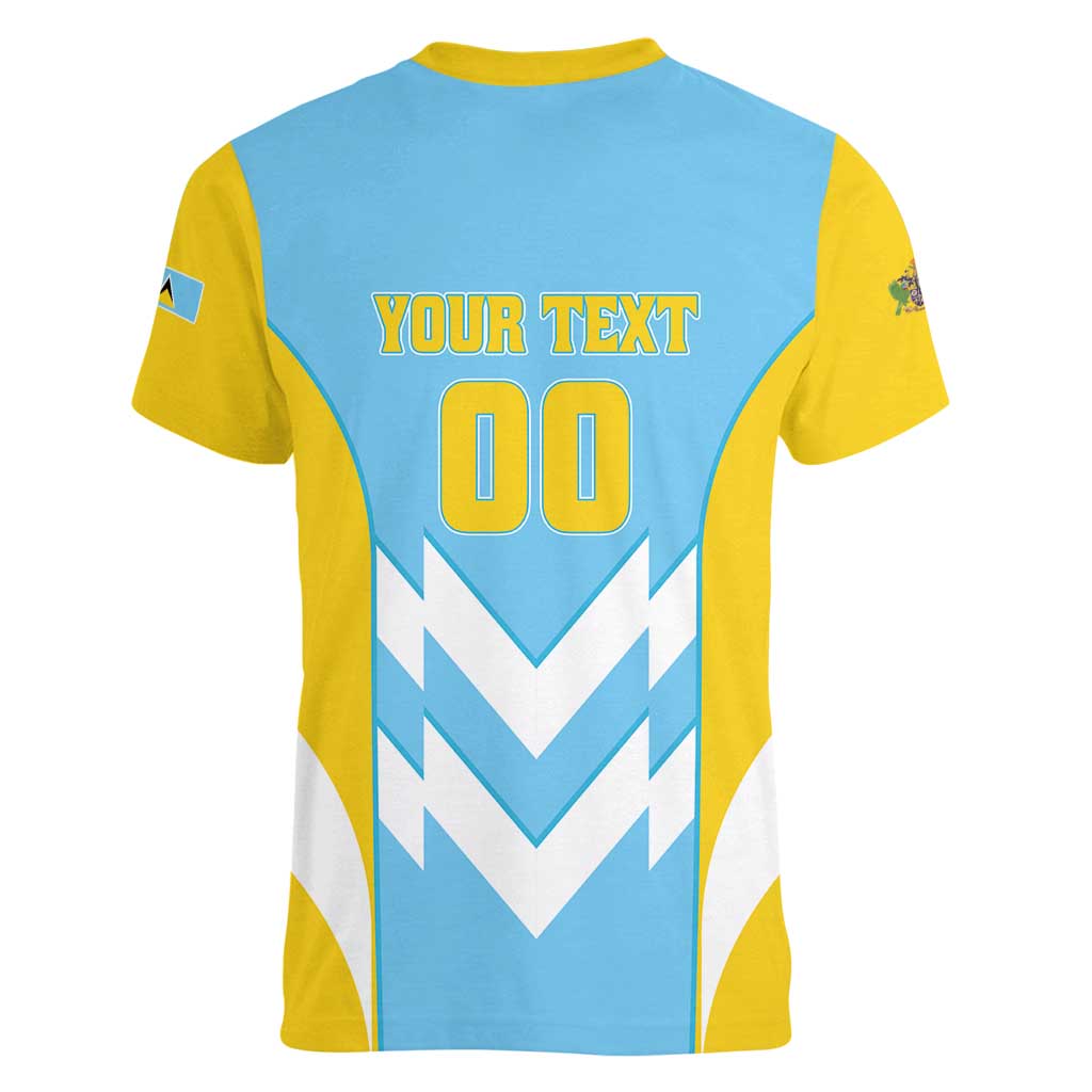 Custom Rugby Saint Lucia Women V-Neck T-Shirt The Lucian Go Champion - Wonder Print Shop