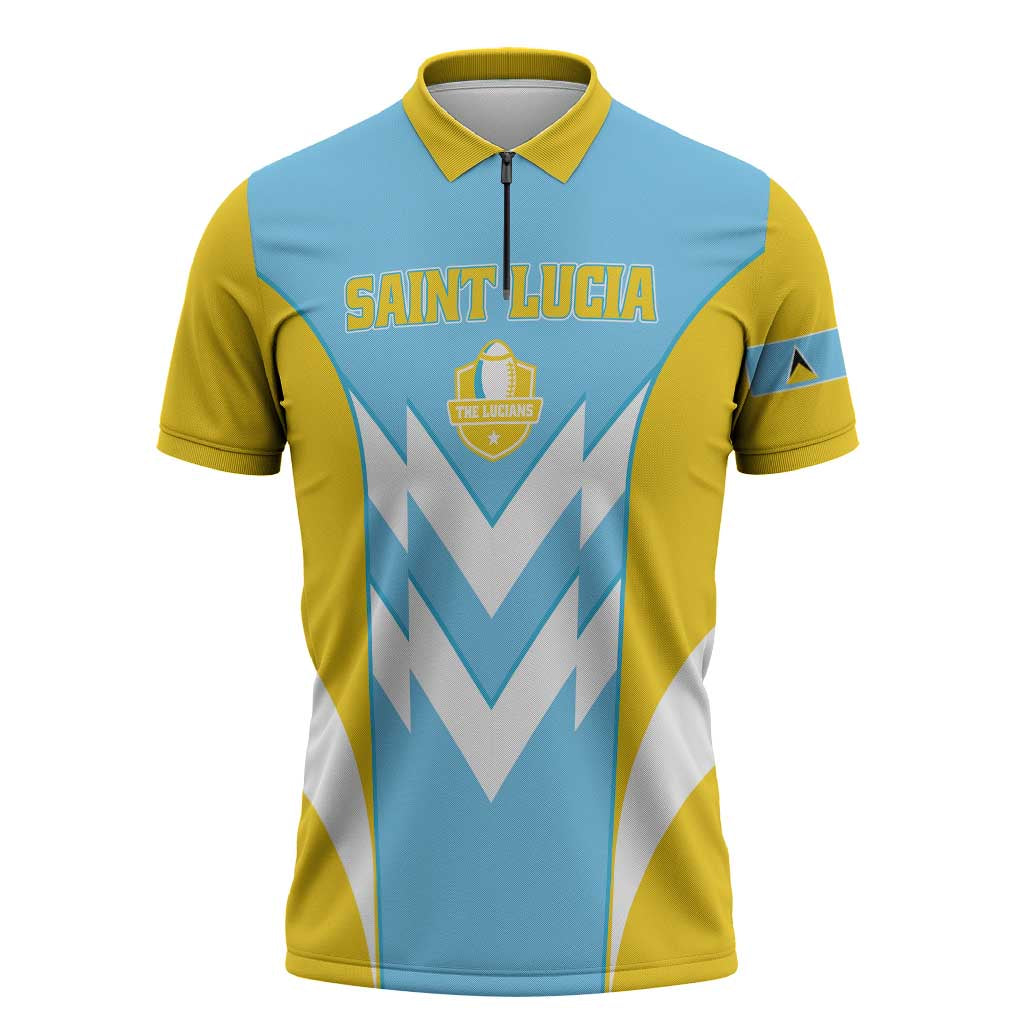 Custom Rugby Saint Lucia Zipper Polo Shirt The Lucian Go Champion - Wonder Print Shop