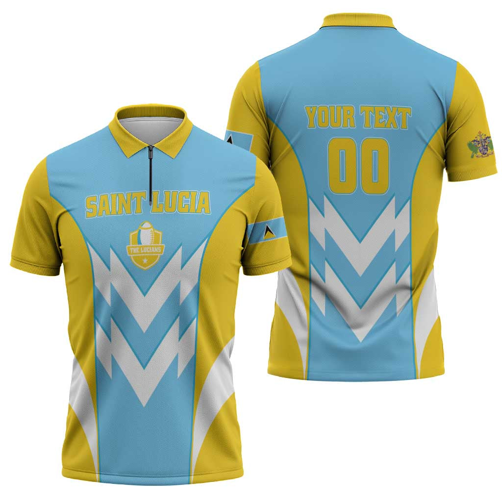 Custom Rugby Saint Lucia Zipper Polo Shirt The Lucian Go Champion - Wonder Print Shop
