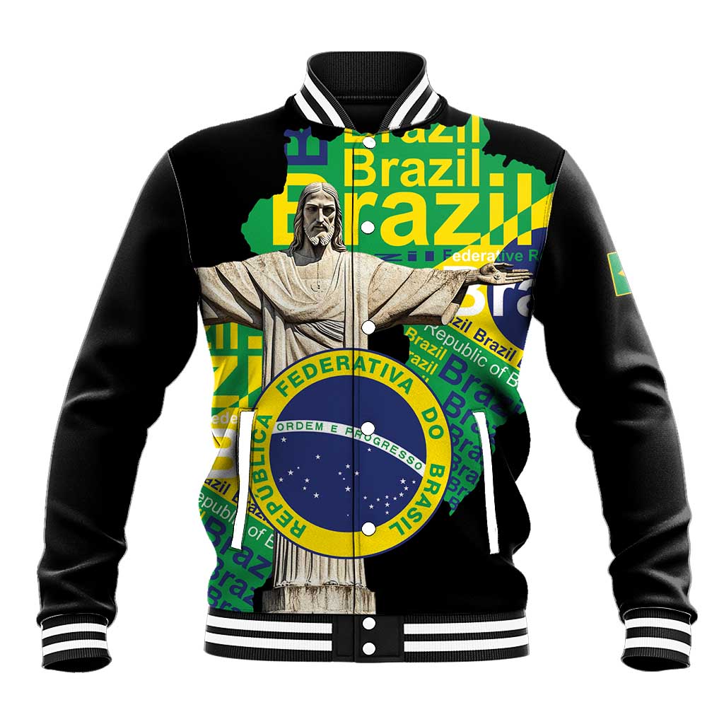 Personalized Brazil Christ the Redeemer Baseball Jacket Brasil Map Unique Stylized - Wonder Print Shop