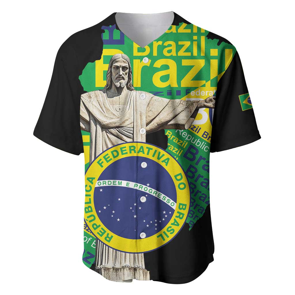Personalized Brazil Christ the Redeemer Baseball Jersey Brasil Map Unique Stylized - Wonder Print Shop