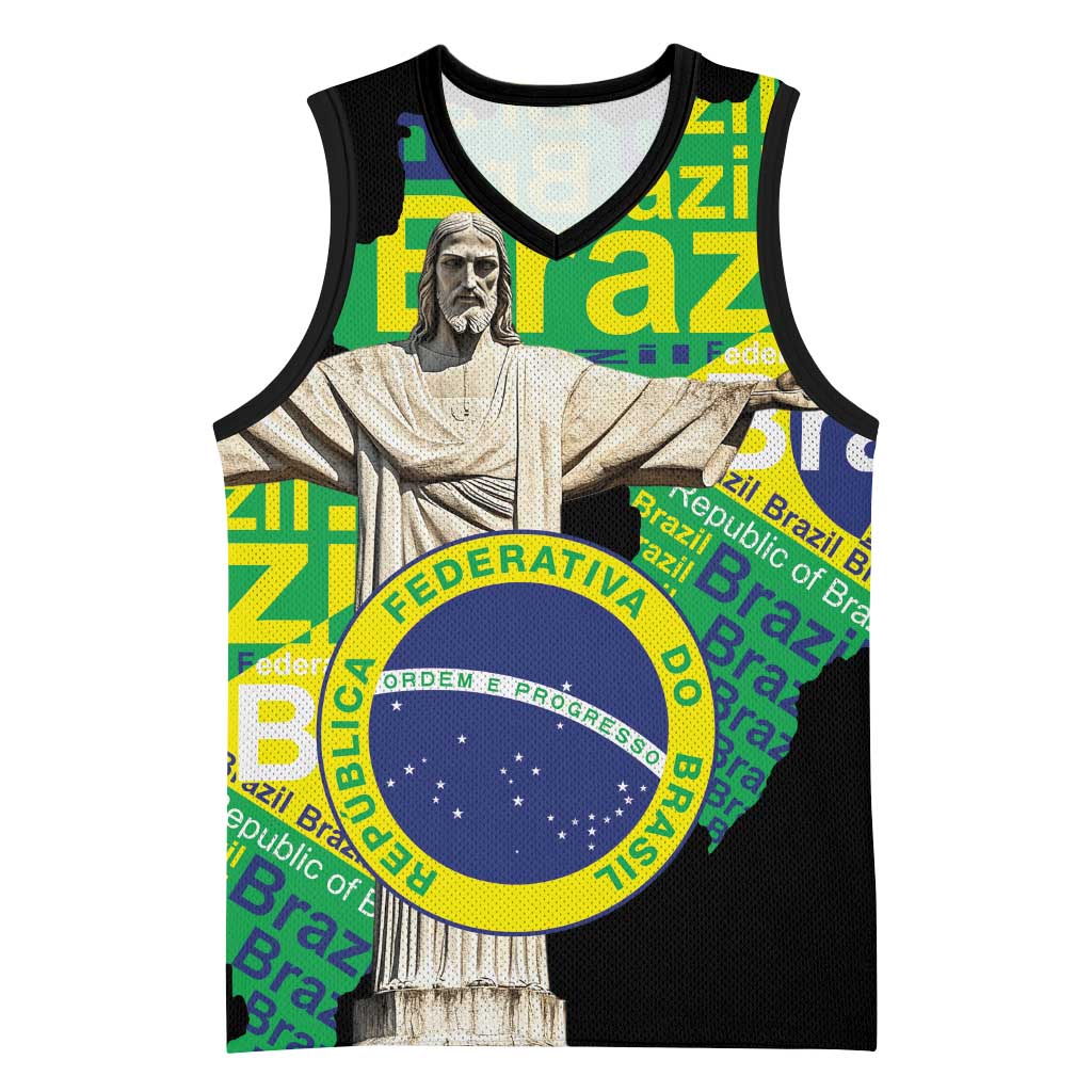 Personalized Brazil Christ the Redeemer Basketball Jersey Brasil Map Unique Stylized - Wonder Print Shop