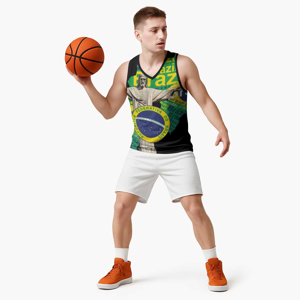 Personalized Brazil Christ the Redeemer Basketball Jersey Brasil Map Unique Stylized - Wonder Print Shop