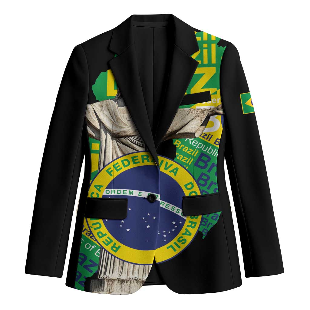 Personalized Brazil Christ the Redeemer Blazer Brasil Map Unique Stylized - Wonder Print Shop