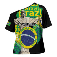 Personalized Brazil Christ the Redeemer Cross Shoulder Shirt Brasil Map Unique Stylized - Wonder Print Shop