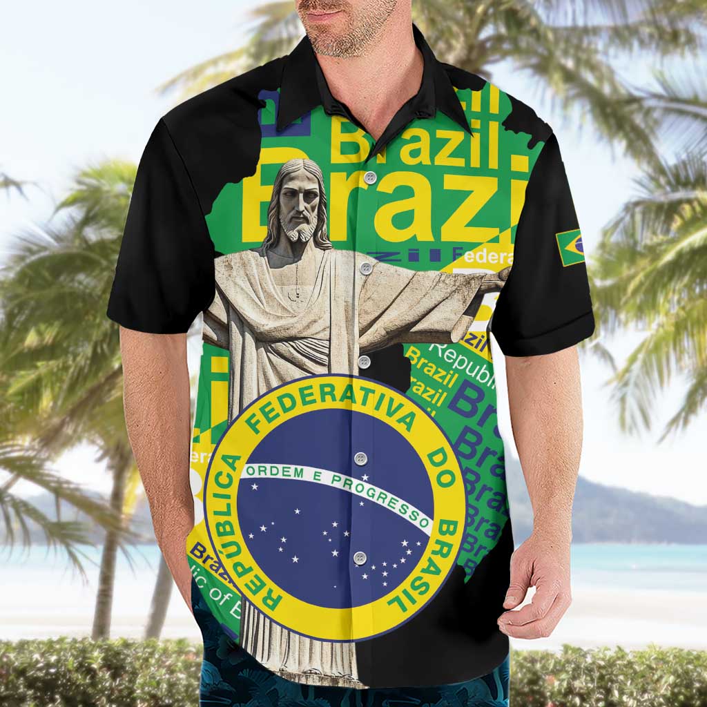 Personalized Brazil Christ the Redeemer Hawaiian Shirt Brasil Map Unique Stylized - Wonder Print Shop