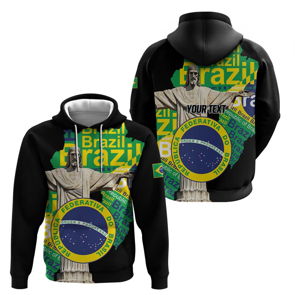 Personalized Brazil Christ the Redeemer Hoodie Brasil Map Unique Stylized - Wonder Print Shop