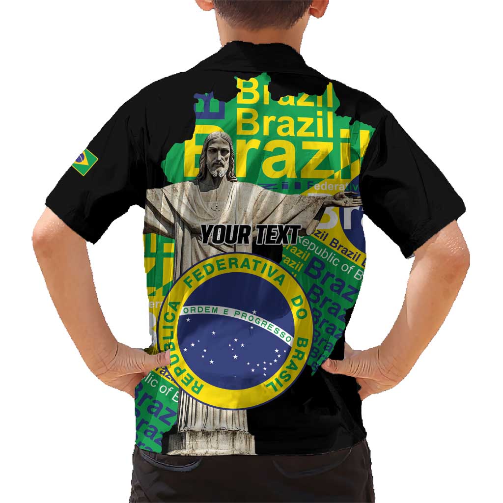 Personalized Brazil Christ the Redeemer Kid Hawaiian Shirt Brasil Map Unique Stylized - Wonder Print Shop