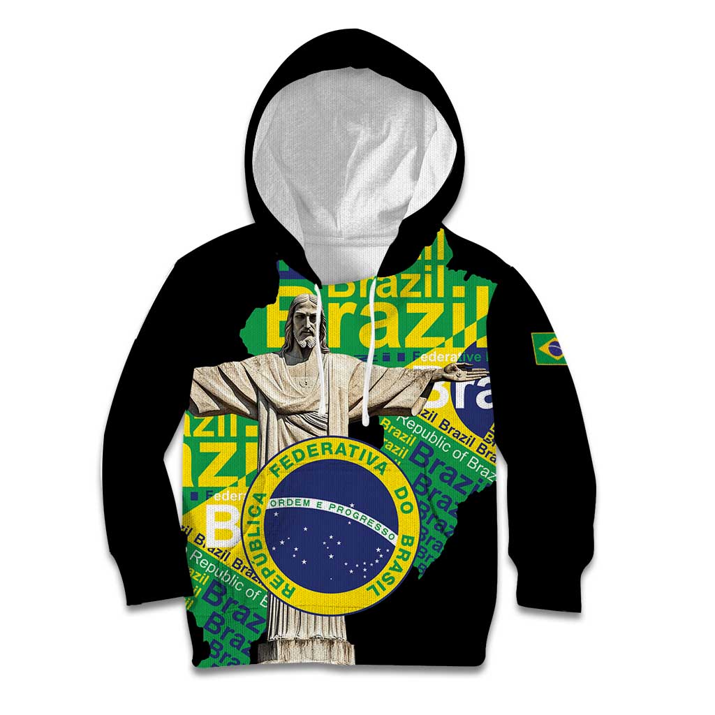 Personalized Brazil Christ the Redeemer Kid Hoodie Brasil Map Unique Stylized - Wonder Print Shop
