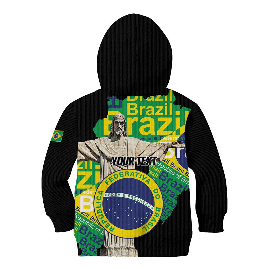 Personalized Brazil Christ the Redeemer Kid Hoodie Brasil Map Unique Stylized - Wonder Print Shop