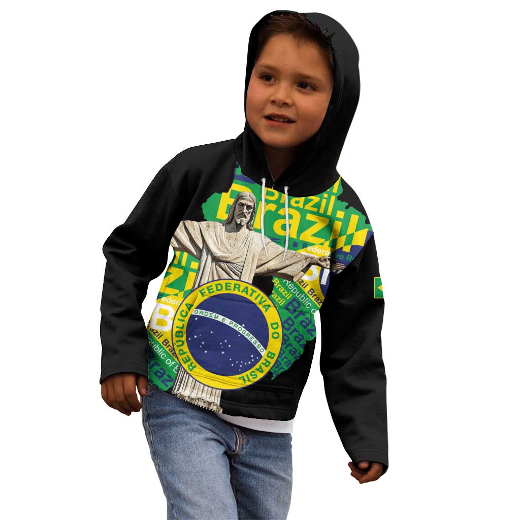 Personalized Brazil Christ the Redeemer Kid Hoodie Brasil Map Unique Stylized - Wonder Print Shop
