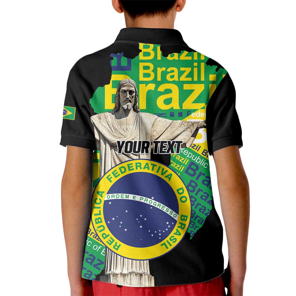 Personalized Brazil Christ the Redeemer Kid Polo Shirt Brasil Map Unique Stylized - Wonder Print Shop