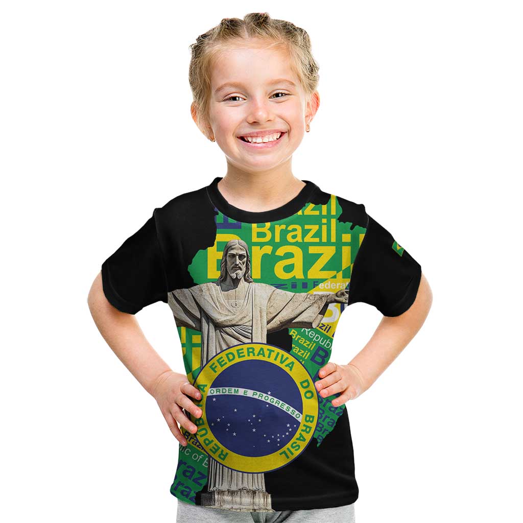 Personalized Brazil Christ the Redeemer Kid T Shirt Brasil Map Unique Stylized - Wonder Print Shop
